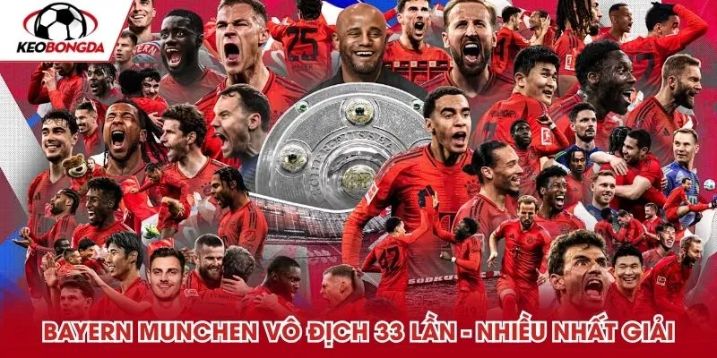 Bayern Munchen vô địch 33 lần - nhiều nhất giải